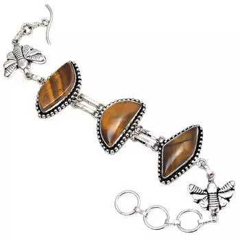 Подарок с драгоценным камнем тигровый глаз для нее, серебряные ювелирные изделия, браслеты 7 дюймов, регулируемые