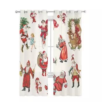 Подарок Санта-Клауса, Рождественская елка, вуаль для спальни, занавеска для окон, тюлевые шторы для гостиной, прозрачные шторы W135 x H60cm