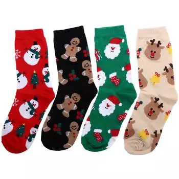 Подарок Санта-Клаусу Модный дизайн Носки в корейском стиле с изображением лося Рождественские носки Женские носки Носки средней длины чёрный