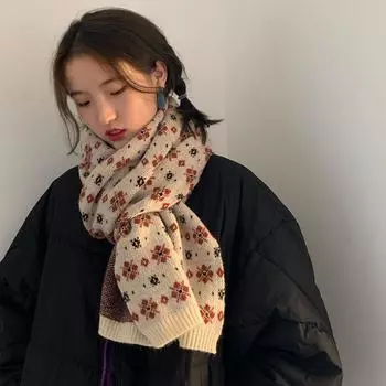 Подарок студенту осень зима шаль шарф одежда аксессуары женский шарф корейский стиль шарф чёрный