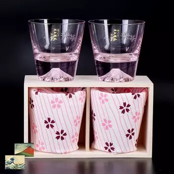 подарок Tajima Glass Fuji Cherry Blossom Colored Rocks Pair Set of 2 Suvenier Grand Prix Edo Edo Kiriko Rocks 60th Overseas Present MADE IN Original