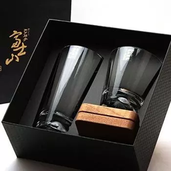 Подарок Tajima Glass Fuji сияет на дне Стекло Fuji Rocks Подставка под дерево Fuji [Премиум-набор] Mt. Монтана. комплект/мт. стекло/мт. стакан/с коричневый