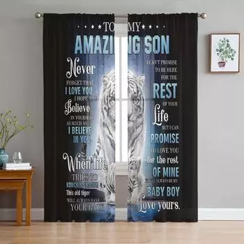 Подарок тигра для сына, современные шторы для гостиной, прозрачные тюль-шторы, прозрачные шторы для спальни, аксессуары, декор W135 x H114cm