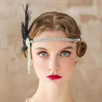 Подарок женщинам девушкам свадебный перо обруч для волос женская повязка на голову аксессуары для волос корейский стиль повязка на голову чёрный