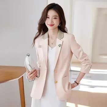 Подчеркните свой стиль с помощью этого розового пиджака для женского весенне-осеннего пальто L чёрный