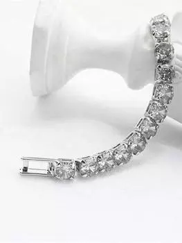 Подчеркните свой стиль с помощью ослепительных браслетов из ледяного циркония для пар. Пара сверкающих серебряных браслетов-цепочек, украшенных прочными деталями. 17cm