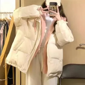 Поддельная двухкомпонентная хлопковая одежда женская зимняя 2024 новая свободная зимняя одежда внутреннее пальто из овечьей шерсти универсальное женское пальто S