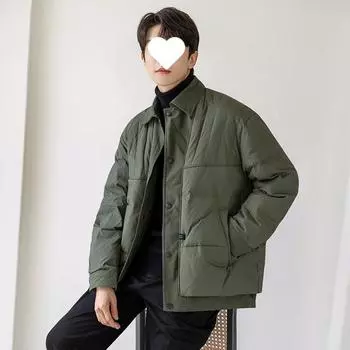 Поддельная двухкомпонентная куртка из легкого белого утиного пуха, мужская новая осенне-зимняя свободная утолщенная короткая куртка L чёрный