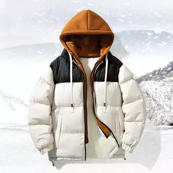 Поддельная двухкомпонентная куртка с наполнителем, свободная утолщенная одежда для хлеба, импортная американская тяжелая осенняя и зимняя наполнитель для мужчин и женщин с капюшоном M белый