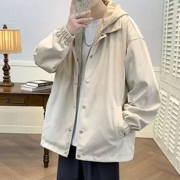 Поддельная двухкомпонентная куртка свободного кроя с капюшоном длиной до плеч для мужчин M чёрный