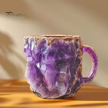Поддельная кружка для кофе из минерального хрусталя 11 унций, поддельные аметистовые кофейные кружки, новинка, изолированная кружка Cool Vibe для горячих напитков фиолетовый