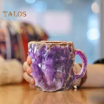 Поддельная кружка для кофе из минерального хрусталя 11 унций, поддельные аметистовые кофейные кружки, новинка, изолированная кружка Cool Vibe для горячих напитков фиолетовый