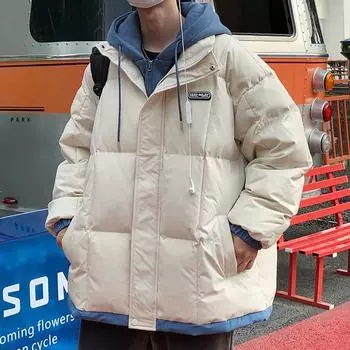 Поддельная куртка из двух частей с хлопковой подкладкой для мужчин зимой, новая утолщенная и бархатная куртка с хлопковой подкладкой, мужская куртка с пуховой подкладкой, зимняя куртка для мальчиков S