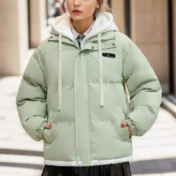 Поддельная куртка из двух частей с хлопковой подкладкой для женщин, зима 2024, новая утолщенная теплая куртка с хлопковой подкладкой для женщин, одежда с хлопковой подкладкой S белый
