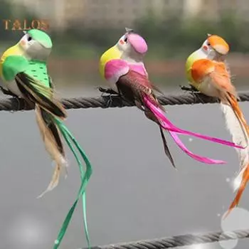 Поддельная птица изысканное декоративное реалистичное прочное длинное перо подвесное украшение для сада A