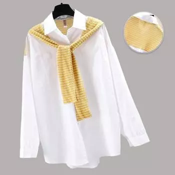 Поддельная рубашка-шаль из двух частей, женская, осенняя, новая, свободная, с длинными рукавами XS