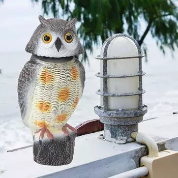 Поддельная статуя совы, пластиковая сова, отпугиватели птиц, пугало, приманка для совы с трясущейся головой, отпугиватель птиц для открытого сада, двора