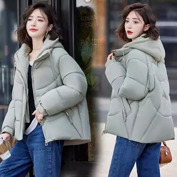 Поддельная вязаная шапка из 2 частей с хлопковой подкладкой, короткая зимняя, новая корейская версия, свободная куртка с хлопковой подкладкой, утолщенная куртка с хлопковой подкладкой M абрикосовый