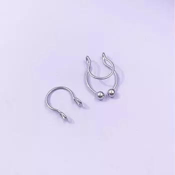 Поддельное кольцо в виде подковы, бездырочный титановый стальной гвоздь для носа, кольцо для носа, украшения для пирсинга, поддельный зажим для носа