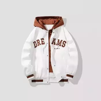 Поддельное пальто из двух частей, весна и осень, новое универсальное повседневное свободное пальто с капюшоном в стиле Гонконга, модная куртка, свободное пальто для пары M