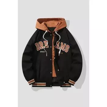 Поддельное пальто из двух частей, весна и осень, новое универсальное повседневное свободное пальто с капюшоном в стиле Гонконга, модная куртка, свободное пальто для пары M