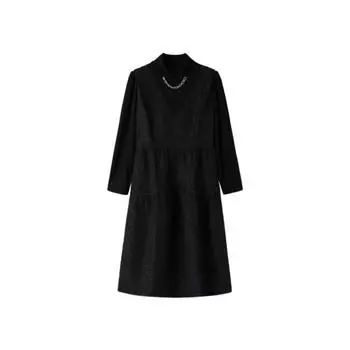 Поддельное платье из двух частей жаккарда для женщин на осень, новый стиль, юбка-трапеция, большой размер, юбка M чёрный