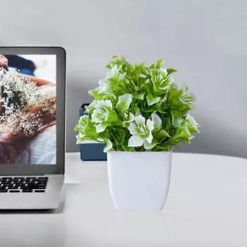 Поддельное растение в горшке, не выцветающее искусственное сиреневое бонсай, реалистичное красочное имитационное зеленое растение для украшения дома белый