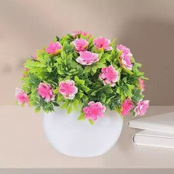 Поддельное растение в горшке, реалистичное прочное искусственное украшение бонсай для домашнего офиса, патио, украшение для рабочего стола розовый