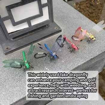 Поддельное украшение в виде стрекозы с карабином, портативное средство от комаров для кемпинга, имитация 3D красный