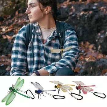 Поддельное украшение в виде стрекозы с карабином, портативное средство от комаров для кемпинга, имитация 3D жёлтый