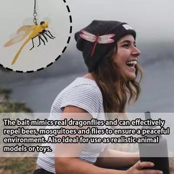 Поддельное украшение в виде стрекозы с карабином, портативное средство от комаров для кемпинга, имитация 3D-клипсы в виде стрекозы, подвесное украшение, детская игрушка красный