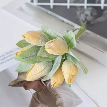 Поддельные цветы DIY поставки Букет тюльпанов Главная Сад Весенняя вечеринка Свадебные украшения 14cm шампанского