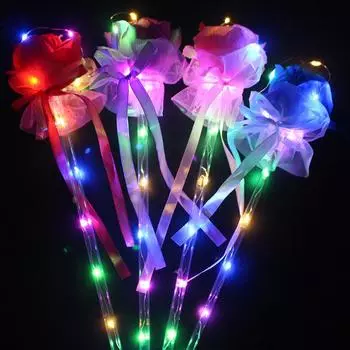 Поддельные цветы для комнаты, красочные живые украшения, подарок на день Святого Валентина, светодиодный цветок, светодиодный свет, светящиеся домашние розы синий