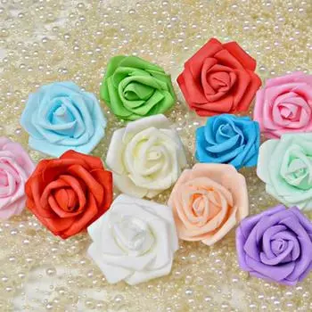 Поддельные цветы головы обжимные розы искусственная имитация пены розы свадебные красивые 10pcs зелёный