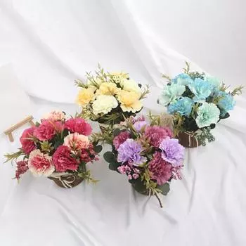 Поддельные цветы, реалистичный внешний вид, яркий цвет, яркий уникальный искусственный цветок гвоздики, растение в горшке, украшение для дома розы красного