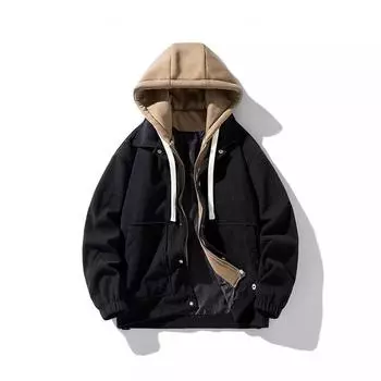 Поддельные два повседневных пальто мужские весенние новые большие размеры свободные инструменты хлопковая одежда M