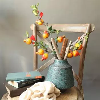 Поддельные искусственные розы, фрукты, гранат, ягоды, букет, цветочный сад, домашний декор красный