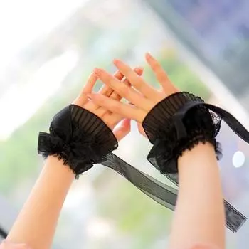 Поддельные манжеты, галстук-бабочка, кружевная лента для танцев Лолиты, плиссированные манжеты на запястья, простые эластичные манжеты, аксессуары для одежды белый