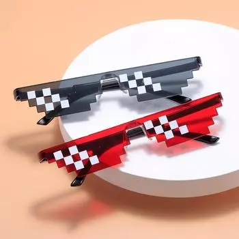 Поддельные мозаичные очки, общительные люди, притворяющиеся, что их принуждают, анимация, реквизит для брака, двухмерные пиксельные мозаичные солнцезащитные очки