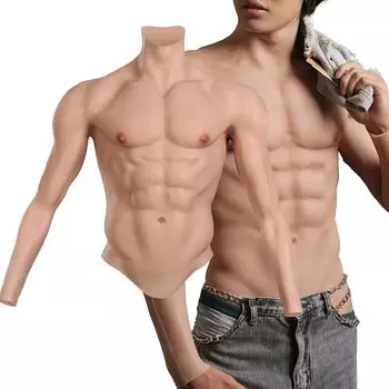 Поддельные мышцы груди, мышечный костюм, силиконовые мышцы груди с руками, демон Kimetsu no Yaiba, косплей, поддельные трицепсы, силиконовый костюм S-молния [EQAIWUJIE] Slayer