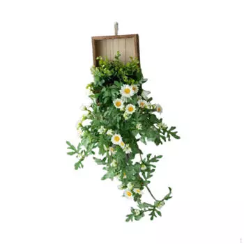 Поддельные подвесные растения в виде ромашек для вечеринки из ротанга для сада, букет цветов, зелень, настенные украшения