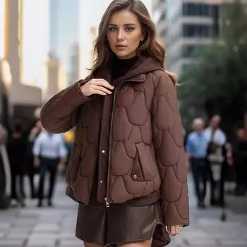 Поддельные пуховые куртки из двух частей для женской нишевой одежды, а также новая теплая и утепленная куртка с капюшоном на зиму. M чёрный