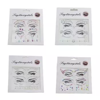 Поддельные татуировки 3D татуировки лица Кристалл наклейки Мода Временные татуировки наклейки Девушки style 2