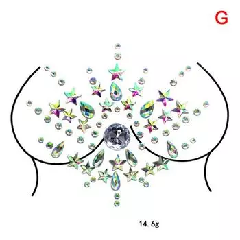 Поддельные татуировки наклейки на грудь драгоценности лицо деко алмаз акрил