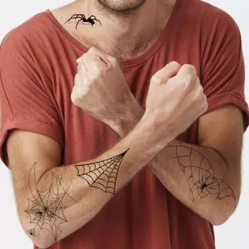 Поддельные татуировки, простые в использовании, экологически чистые, водонепроницаемые, устойчивые к поту, забавные инструменты для боди-арта, легкие наклейки на тело в виде паутины на Хэллоуин для вечеринки O