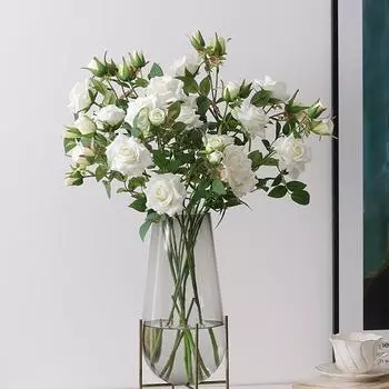 Поддельный цветок, экологически чистый, устойчивый к выцветанию искусственный шелковый цветок, 3 головки, искусственный цветок розы для дома