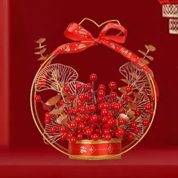 Поддельный цветок благословение ведро настольное украшение китайский год украшение весенний фестиваль декор для Only Berries