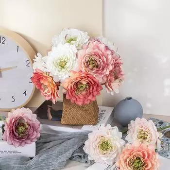 Поддельный цветок не увядает, яркие яркие цвета, красивая спальня, гостиная, имитация георгина, товары для дома