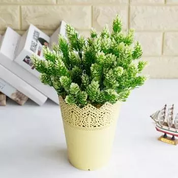 Поддельный цветок яркий анти-выцветание пластиковый имитация листа кипариса для дома жёлтый