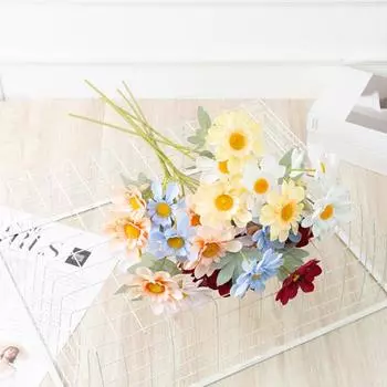 Поддельный цветок ручной работы 6 головок портативный DIY украшение моделирование хризантемы для вечеринки вино красного